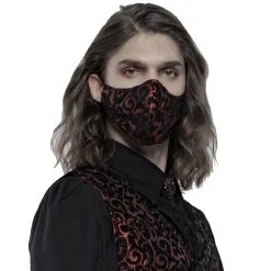 PUNK RAVE Masque 'Alchemist' En Jacquard Noir Et Rouge -ALCHEMY GOTHIC shop masque alchemist en jacquard noir et rouge 2