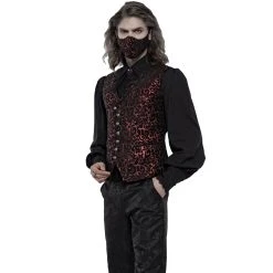 PUNK RAVE Masque 'Alchemist' En Jacquard Noir Et Rouge -ALCHEMY GOTHIC shop masque alchemist en jacquard noir et rouge 5