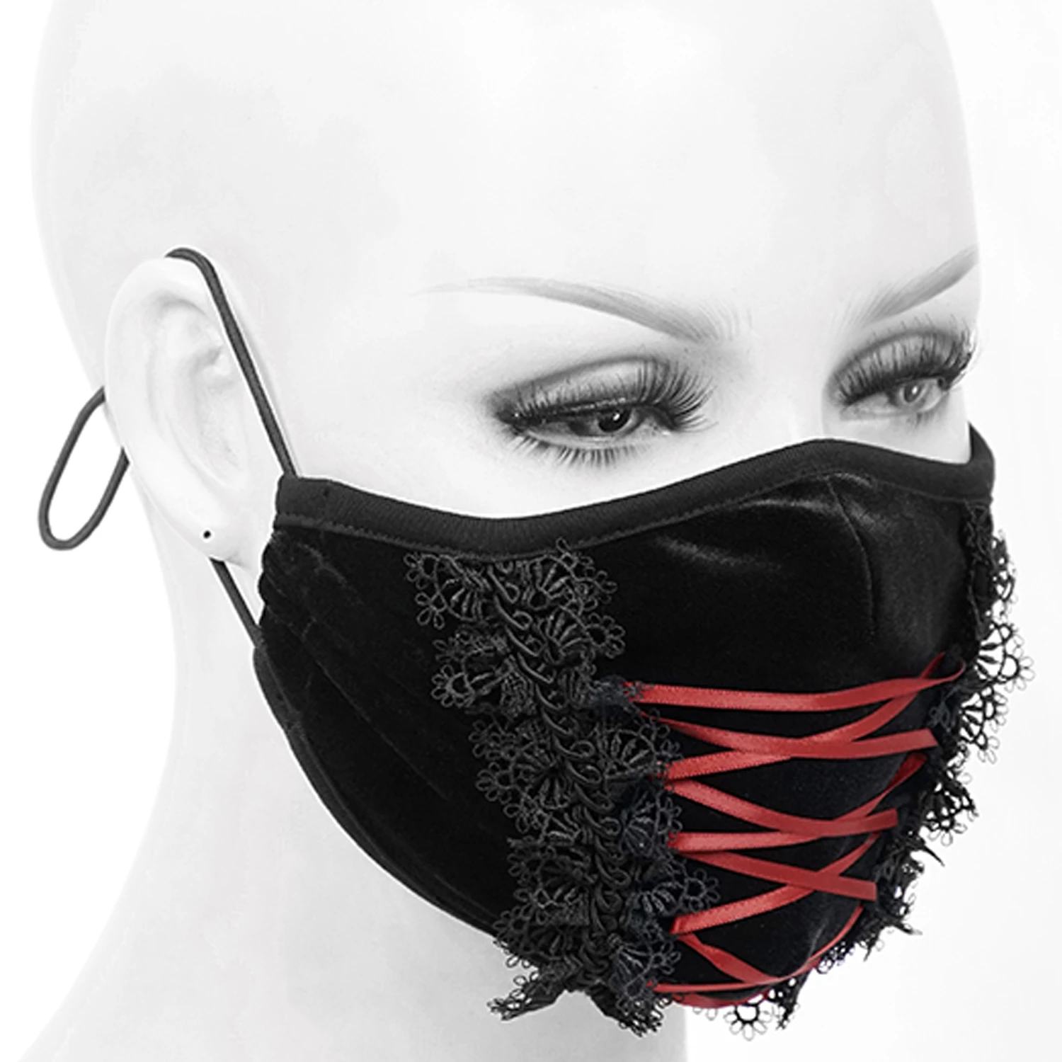 DEVIL FASHION Masque En Velours Avec Broderies Noires 4 DEVIL FASHION Masque En Velours Avec Broderies Noires – Image 2