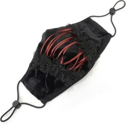 DEVIL FASHION Masque En Velours Avec Broderies Noires 12 DEVIL FASHION Masque En Velours Avec Broderies Noires -ALCHEMY GOTHIC shop masque en velours avec broderies noires 3