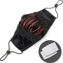 DEVIL FASHION Masque En Velours Avec Broderies Noires 13 DEVIL FASHION Masque En Velours Avec Broderies Noires -ALCHEMY GOTHIC shop masque en velours avec broderies noires 4