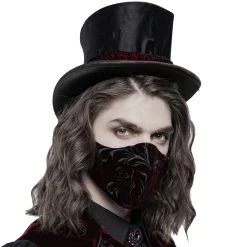PUNK RAVE Masque 'Hamlet' En Velours Bordeaux -ALCHEMY GOTHIC shop masque hamlet en velours bordeaux 2