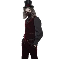 PUNK RAVE Masque 'Hamlet' En Velours Bordeaux -ALCHEMY GOTHIC shop masque hamlet en velours bordeaux 5