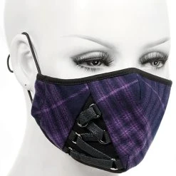 DEVIL FASHION Masque Mauve Avec Laçage Noir -ALCHEMY GOTHIC shop masque mauve avec lacage noir 2