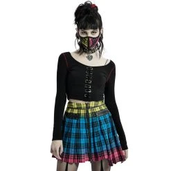 PUNK RAVE Masque 'Punk Plaid' à Carreaux 12 PUNK RAVE Masque 'Punk Plaid' à Carreaux -ALCHEMY GOTHIC shop masque punk plaid a carreaux 2