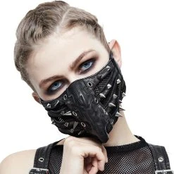 DEVIL FASHION Masque 'Silver Pinned' Noir -ALCHEMY GOTHIC shop masque silver pinned noir 3