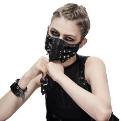 DEVIL FASHION Masque 'Silver Pinned' Noir -ALCHEMY GOTHIC shop masque silver pinned noir 5