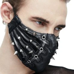 DEVIL FASHION Masque 'Silver Pinned' Noir -ALCHEMY GOTHIC shop masque silver pinned noir 8