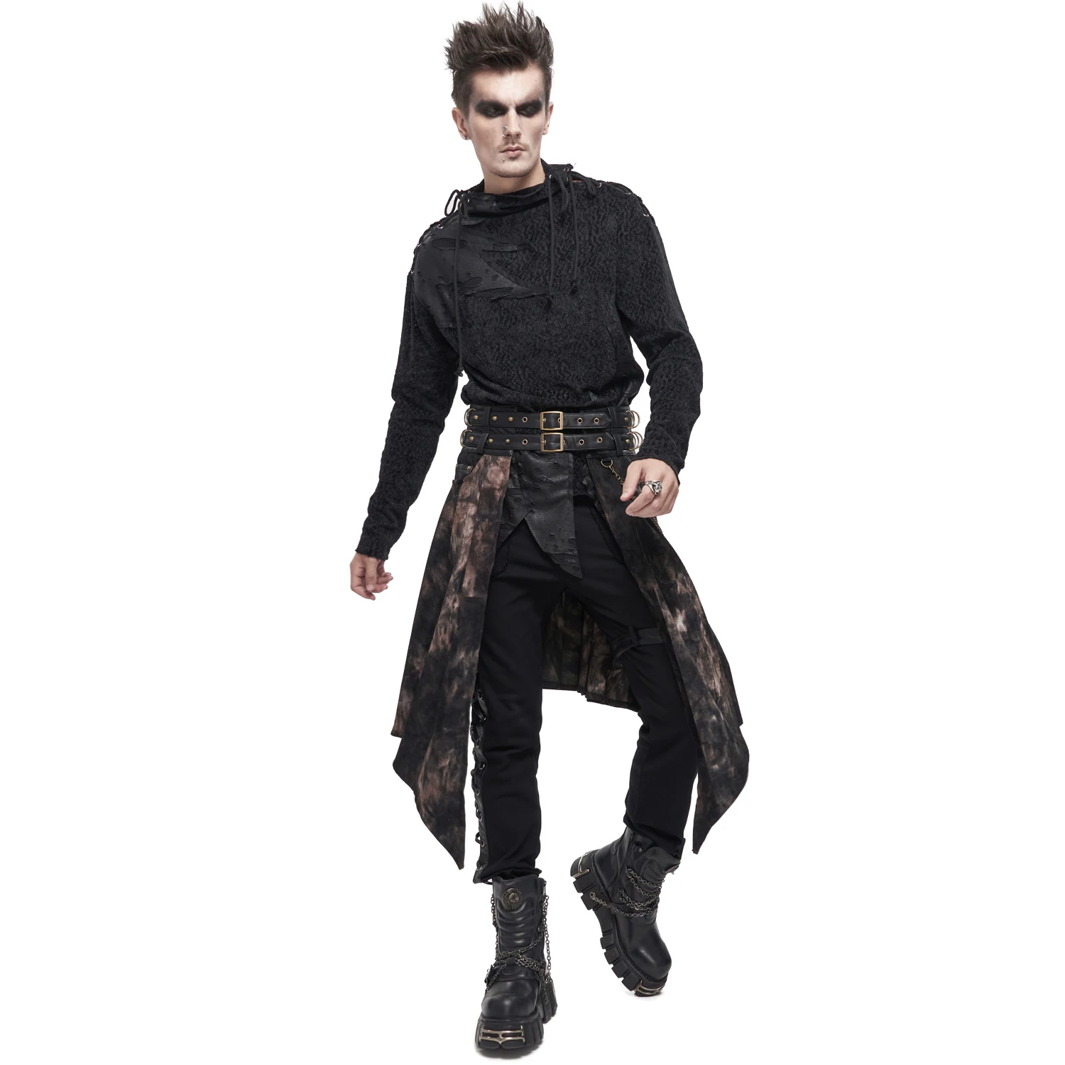 DEVIL FASHION Mi-Jupe Kilt Asymétrique 'Taurus' Noire Et Cuivre 4 DEVIL FASHION Mi-Jupe Kilt Asymétrique 'Taurus' Noire Et Cuivre – Image 2