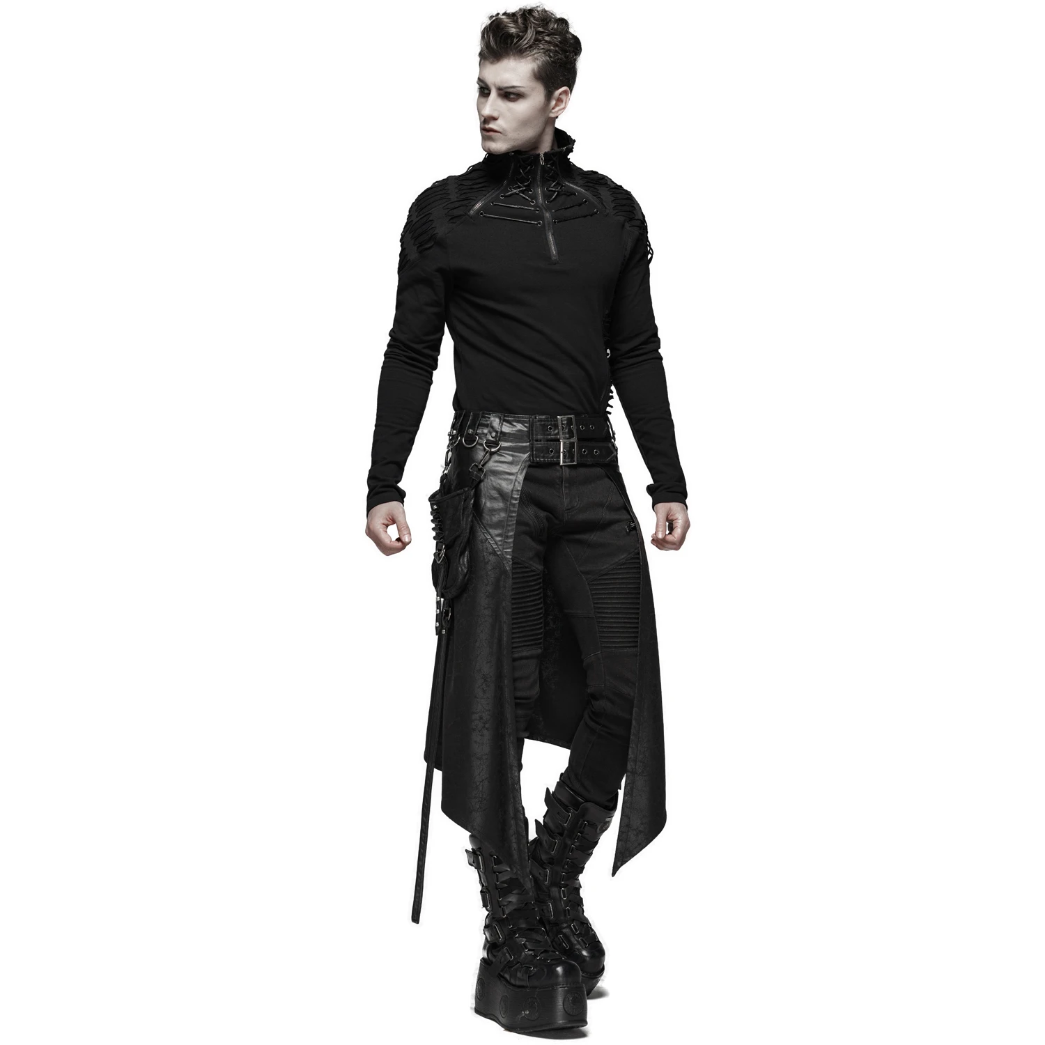PUNK RAVE Mi-Jupe Kilt Pour Hommes 'Assassin's Creed' Noire 4 PUNK RAVE Mi-Jupe Kilt Pour Hommes 'Assassin's Creed' Noire – Image 2