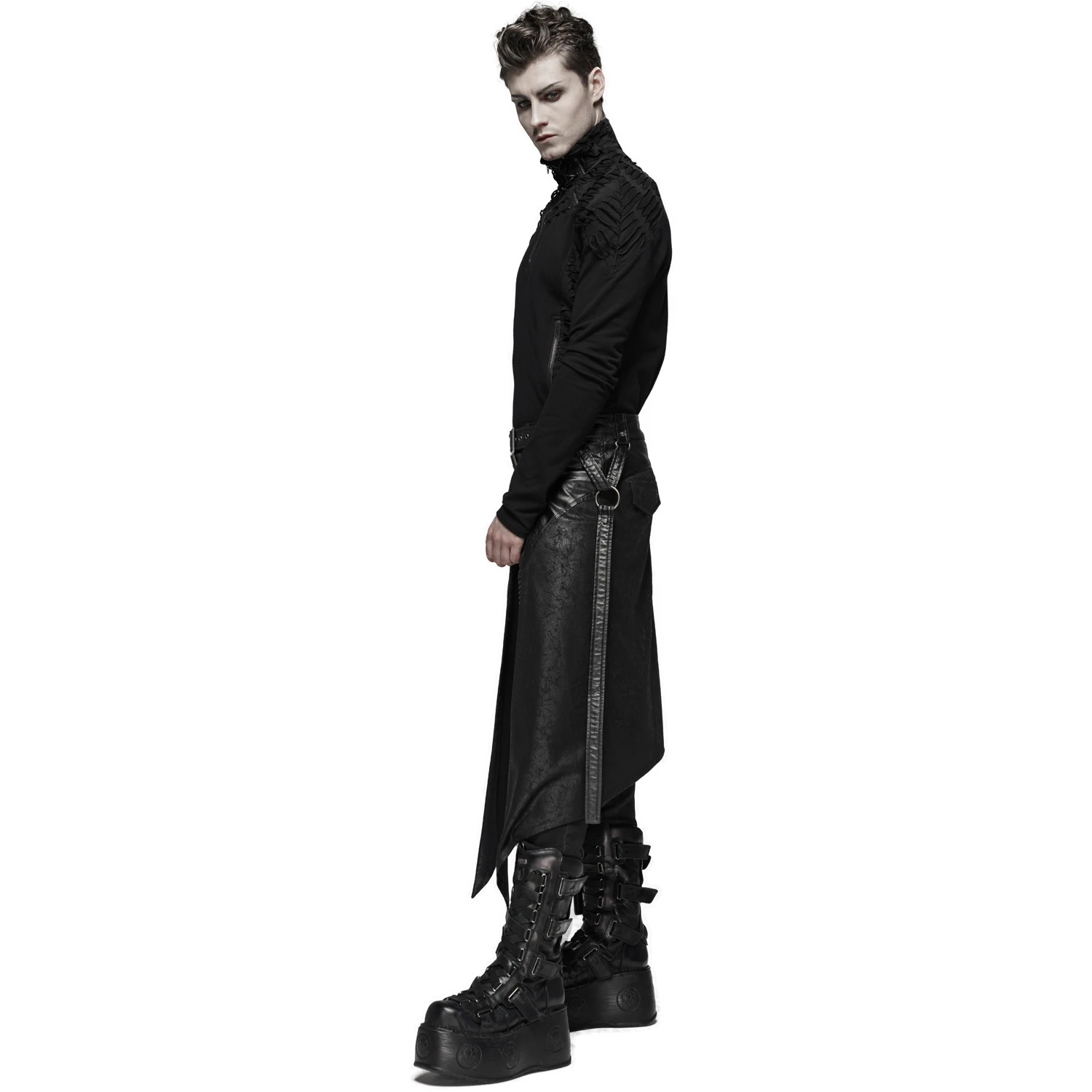 PUNK RAVE Mi-Jupe Kilt Pour Hommes 'Assassin's Creed' Noire 5 PUNK RAVE Mi-Jupe Kilt Pour Hommes 'Assassin's Creed' Noire – Image 3