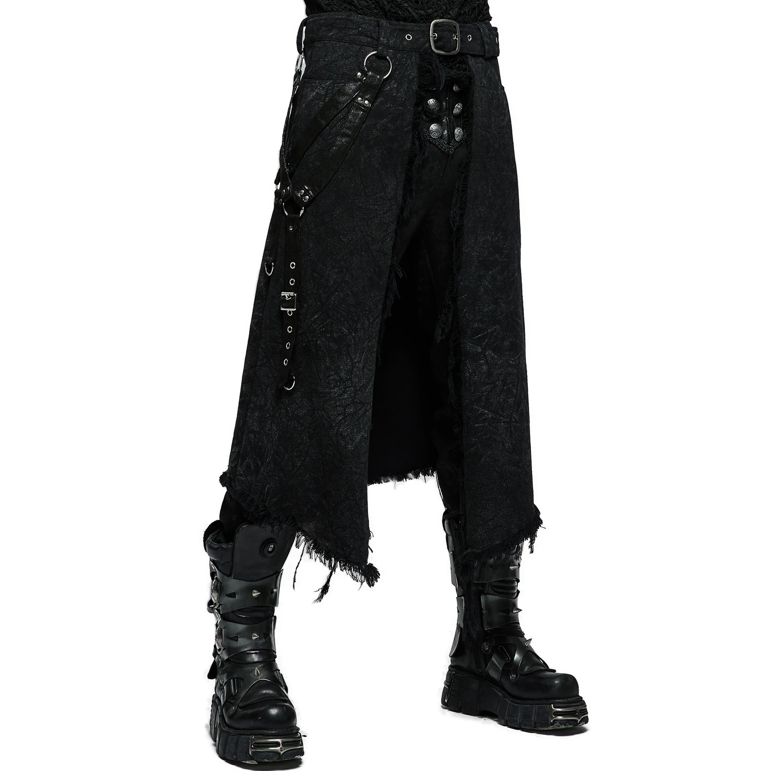 PUNK RAVE Mi-Jupe Kilt Pour Hommes 'Goth Stylish' Noire 7 PUNK RAVE Mi-Jupe Kilt Pour Hommes 'Goth Stylish' Noire – Image 5