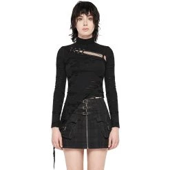 PUNK RAVE Mini-Jupe 'Elsinore' Noire -ALCHEMY GOTHIC shop mini jupe elsinore noire 2