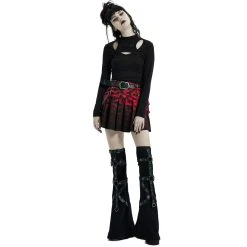 PUNK RAVE Mini Jupe 'Gehenna' Rouge Et Noire -ALCHEMY GOTHIC shop mini jupe gehenna rouge et noire 10