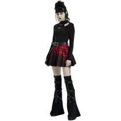 PUNK RAVE Mini Jupe 'Gehenna' Rouge Et Noire -ALCHEMY GOTHIC shop mini jupe gehenna rouge et noire 11