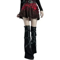 PUNK RAVE Mini Jupe 'Gehenna' Rouge Et Noire -ALCHEMY GOTHIC shop mini jupe gehenna rouge et noire 13