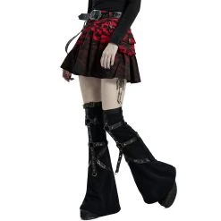 PUNK RAVE Mini Jupe 'Gehenna' Rouge Et Noire -ALCHEMY GOTHIC shop mini jupe gehenna rouge et noire 14