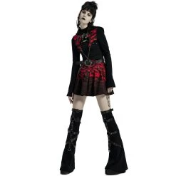PUNK RAVE Mini Jupe 'Gehenna' Rouge Et Noire -ALCHEMY GOTHIC shop mini jupe gehenna rouge et noire 4