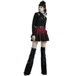 PUNK RAVE Mini Jupe 'Gehenna' Rouge Et Noire -ALCHEMY GOTHIC shop mini jupe gehenna rouge et noire 7