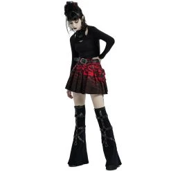 PUNK RAVE Mini Jupe 'Gehenna' Rouge Et Noire -ALCHEMY GOTHIC shop mini jupe gehenna rouge et noire 9
