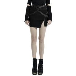 PUNK RAVE Mini-Jupe 'Guenievre' Noire -ALCHEMY GOTHIC shop mini jupe guenievre noire 10