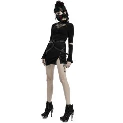 PUNK RAVE Mini-Jupe 'Guenievre' Noire -ALCHEMY GOTHIC shop mini jupe guenievre noire 2