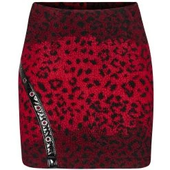 PUNK RAVE Mini-Jupe 'Hot Girl' En Léopard Rouge -ALCHEMY GOTHIC shop mini jupe hot girl en leopard rouge 13
