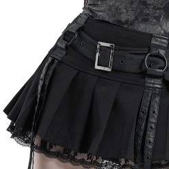 PUNK RAVE Mini Jupe Plissée 'Punk Decadent' Noire -ALCHEMY GOTHIC shop mini jupe plissee punk decadent noire 14