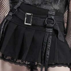 PUNK RAVE Mini Jupe Plissée 'Punk Decadent' Noire -ALCHEMY GOTHIC shop mini jupe plissee punk decadent noire 17