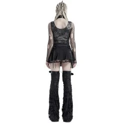 PUNK RAVE Mini Jupe Plissée 'Punk Decadent' Noire -ALCHEMY GOTHIC shop mini jupe plissee punk decadent noire 2