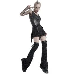 PUNK RAVE Mini Jupe Plissée 'Punk Decadent' Noire -ALCHEMY GOTHIC shop mini jupe plissee punk decadent noire 3