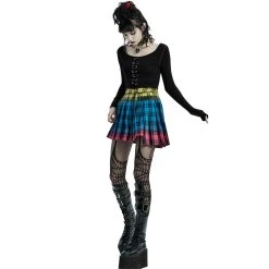 PUNK RAVE Mini-Jupe Plissée 'Punk Plaid' à Carreaux -ALCHEMY GOTHIC shop mini jupe plissee punk plaid a carreaux 1