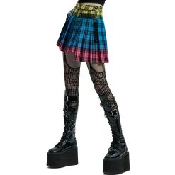 PUNK RAVE Mini-Jupe Plissée 'Punk Plaid' à Carreaux -ALCHEMY GOTHIC shop mini jupe plissee punk plaid a carreaux 10
