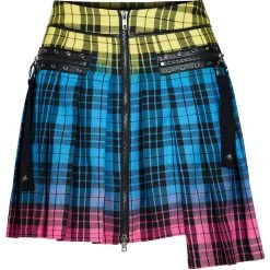 PUNK RAVE Mini-Jupe Plissée 'Punk Plaid' à Carreaux -ALCHEMY GOTHIC shop mini jupe plissee punk plaid a carreaux 11