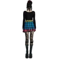 PUNK RAVE Mini-Jupe Plissée 'Punk Plaid' à Carreaux -ALCHEMY GOTHIC shop mini jupe plissee punk plaid a carreaux 2