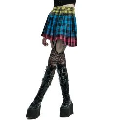 PUNK RAVE Mini-Jupe Plissée 'Punk Plaid' à Carreaux -ALCHEMY GOTHIC shop mini jupe plissee punk plaid a carreaux 8