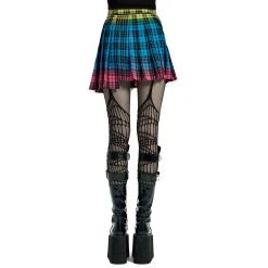 PUNK RAVE Mini-Jupe Plissée 'Punk Plaid' à Carreaux -ALCHEMY GOTHIC shop mini jupe plissee punk plaid a carreaux 9