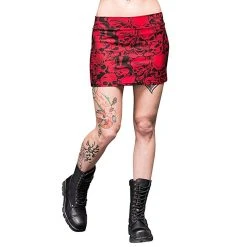 QUEEN OF DARKNESS Mini Jupe 'Skulls Power' Rouge