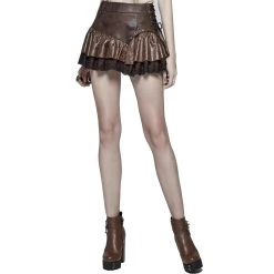 PUNK RAVE Mini-Jupe Steampunk 'Norra' Marron