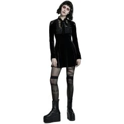 PUNK RAVE Mini Robe 'Badriyah' En Velours Noir 27 PUNK RAVE Mini Robe 'Badriyah' En Velours Noir -ALCHEMY GOTHIC shop mini robe badriyah en velours noir 5