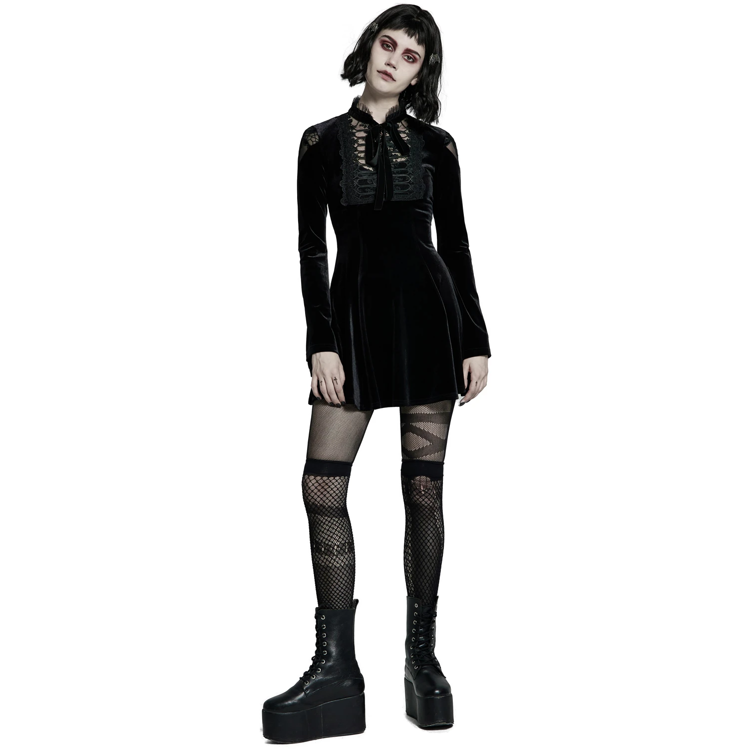 PUNK RAVE Mini Robe 'Badriyah' En Velours Noir 8 PUNK RAVE Mini Robe 'Badriyah' En Velours Noir – Image 6