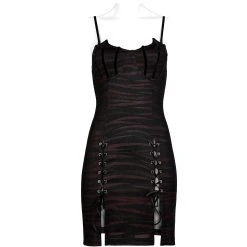 PUNK RAVE Mini Robe 'Bat Sleep' Noire Et Bordeaux -ALCHEMY GOTHIC shop mini robe bat sleep noire et bordeaux 12