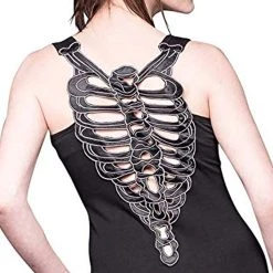 QUEEN OF DARKNESS Mini Robe 'Black Ribcage' Noire 8 QUEEN OF DARKNESS Mini Robe 'Black Ribcage' Noire -ALCHEMY GOTHIC shop mini robe black ribcage noire 2