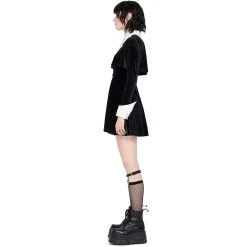 PUNK RAVE Mini Robe 'Dark Bat' Noire Et Blanche -ALCHEMY GOTHIC shop mini robe dark bat noire et blanche 10