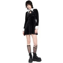 PUNK RAVE Mini Robe 'Dark Bat' Noire Et Blanche -ALCHEMY GOTHIC shop mini robe dark bat noire et blanche 11