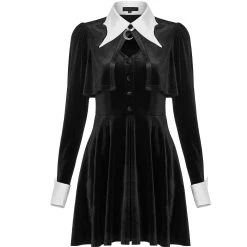PUNK RAVE Mini Robe 'Dark Bat' Noire Et Blanche -ALCHEMY GOTHIC shop mini robe dark bat noire et blanche 14