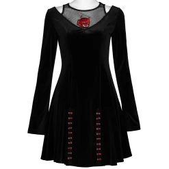 PUNK RAVE Mini Robe 'Dark Prajna' En Velours Noir -ALCHEMY GOTHIC shop mini robe dark prajna en velours noir 10