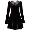 PUNK RAVE Mini Robe 'Dark Prajna' En Velours Noir -ALCHEMY GOTHIC shop mini robe dark prajna en velours noir