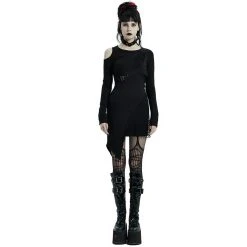 PUNK RAVE Mini Robe 'Elsinore' Noire -ALCHEMY GOTHIC shop mini robe elsinore noire 3