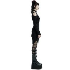 PUNK RAVE Mini Robe 'Elsinore' Noire -ALCHEMY GOTHIC shop mini robe elsinore noire 6